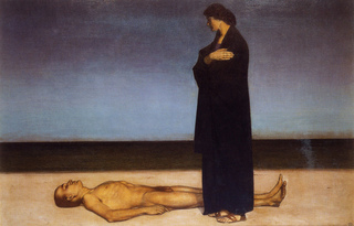 PHOTO CAPTION Oskar Zwintscher. Der Tote am Meer, (The Dead Man by the Sea), 1913. Oil on canvas.